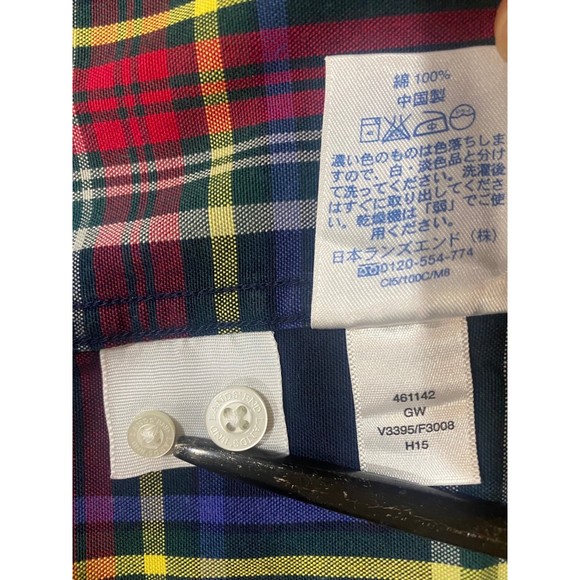 LANDS' END long sleeve heavy duty button up Cotton Shirt Sail/Rigger/Oxford -XL - Picture 12 of 12